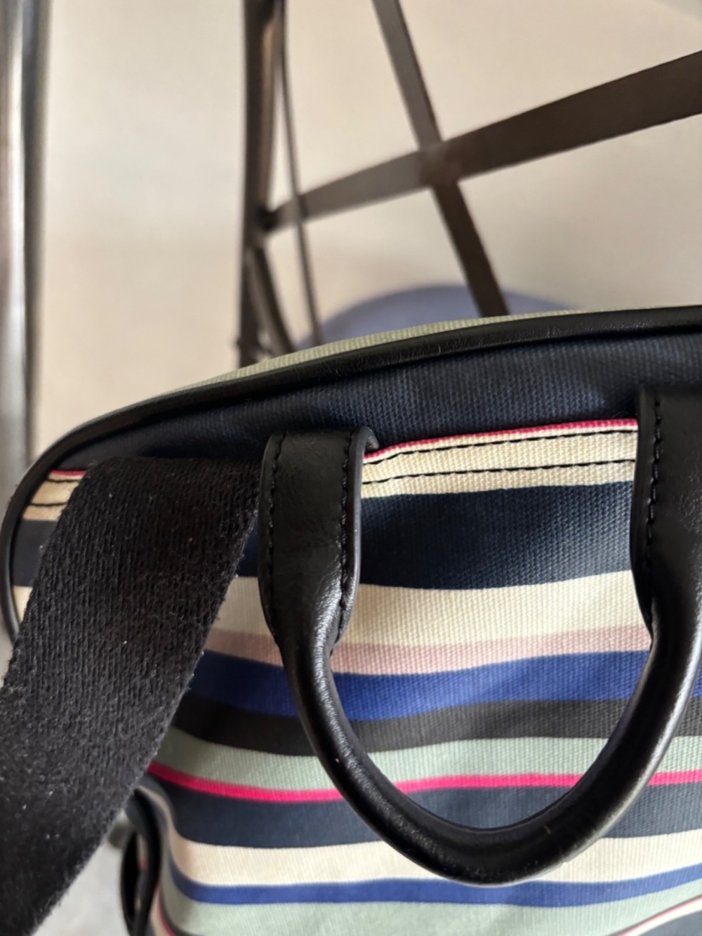 Fossil Eliza Campus Backpack Multicolor Stripe Coated Canvas Bookbag - Picture 7 of 8